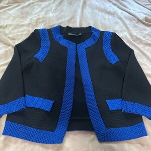St. John Black and Blue Vintage Knit Jacket 0/2
